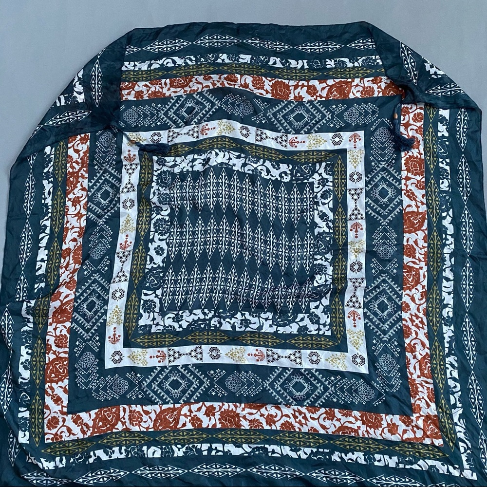 Massimo Dutti boho silk scarf shawl with tassels